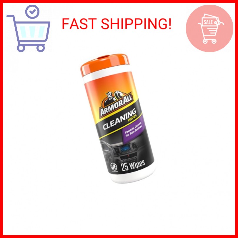 Armor All Interior Car Cleaning Wipes, 25 Count Canister, Powerful Cleaning for