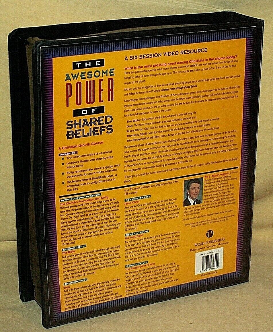 AWESOME POWER SHARED BELIEFS E GLENN WAGNER 6 SESSION CASE VHS LEADER GUIDE.