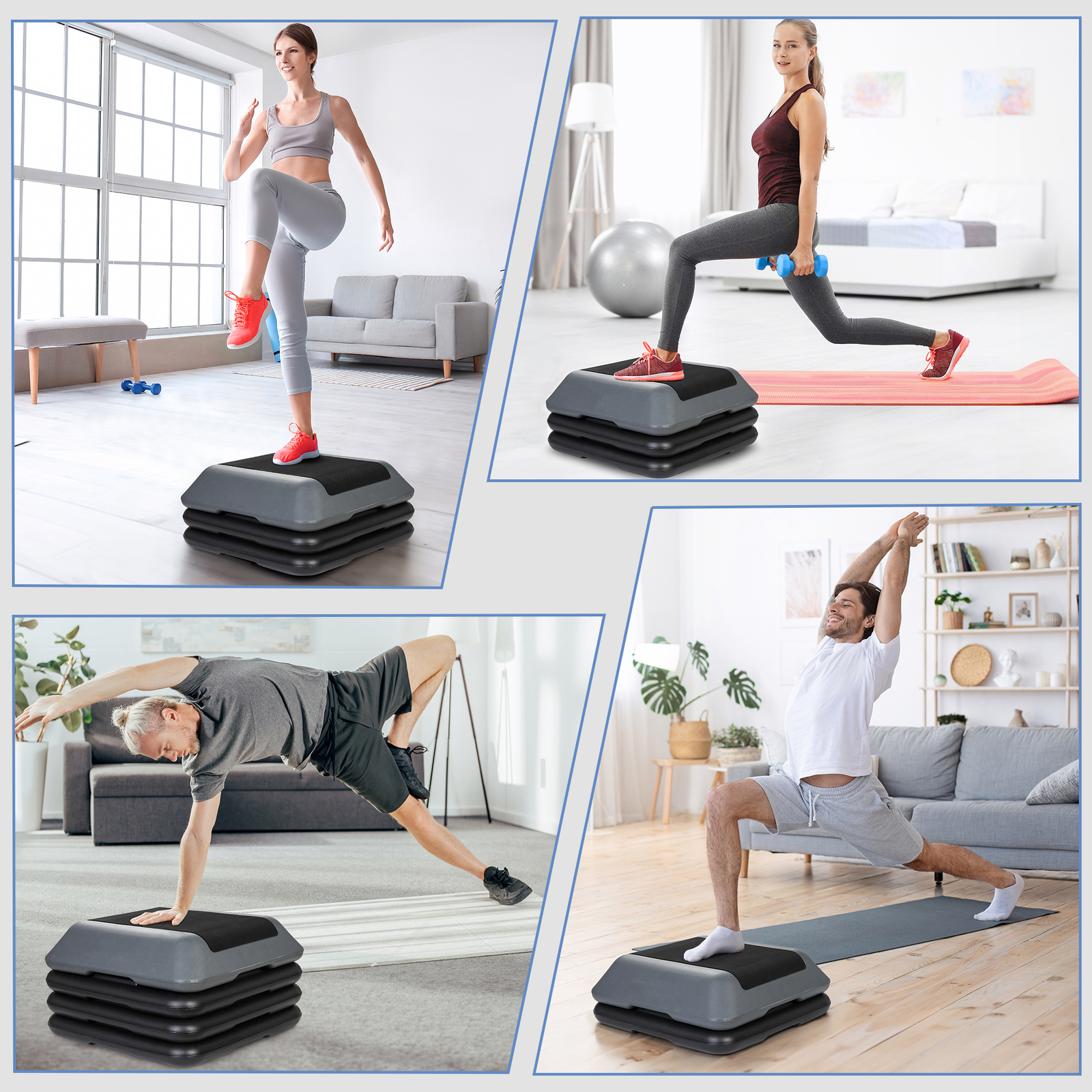 Multi Sizes Vibration Step Aerobic Power Platform with 4 Risers for Exercise GYM