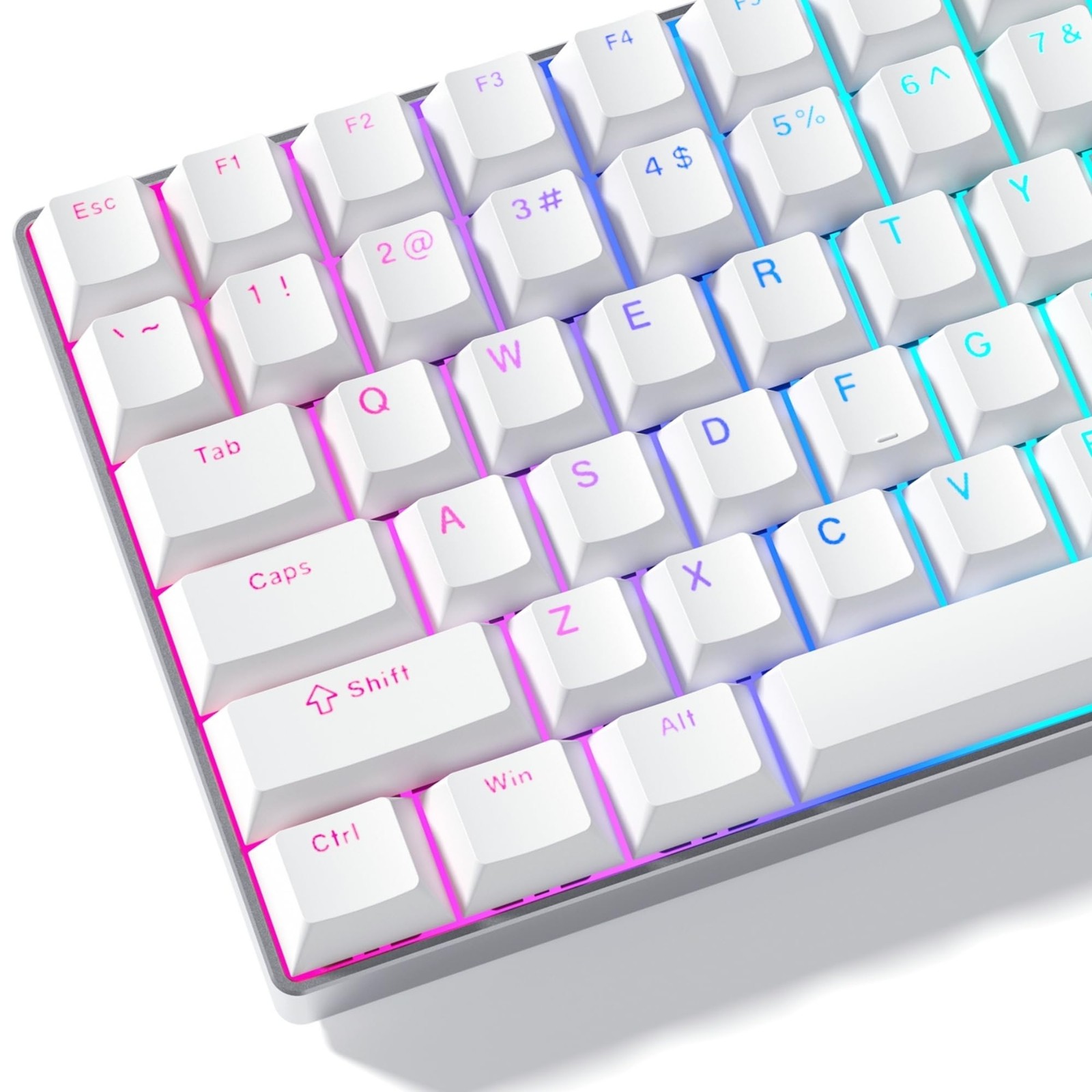 White PBT Doubleshot Shine Through Keycaps For 60/75/100 Percent Keyboard