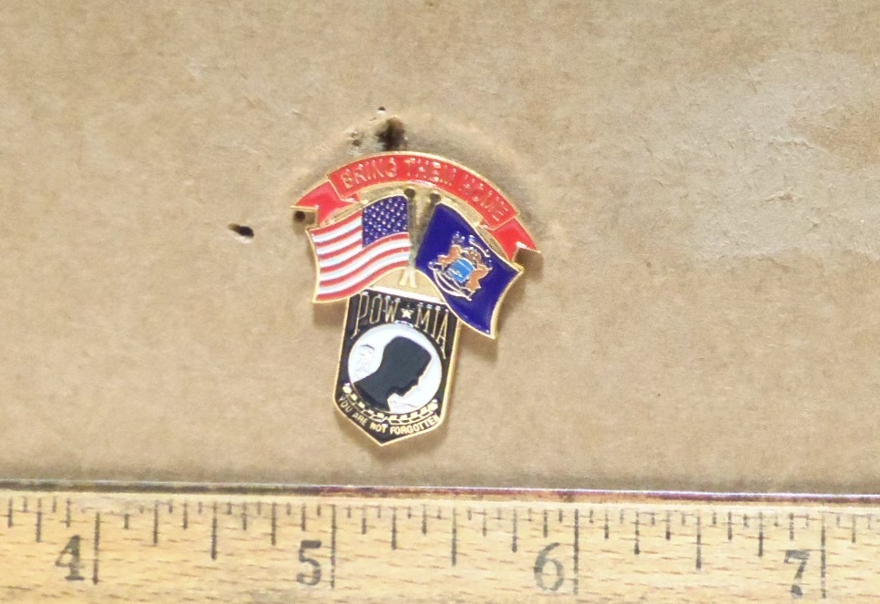US Flag with Michigan Flag POW*MIA Pin