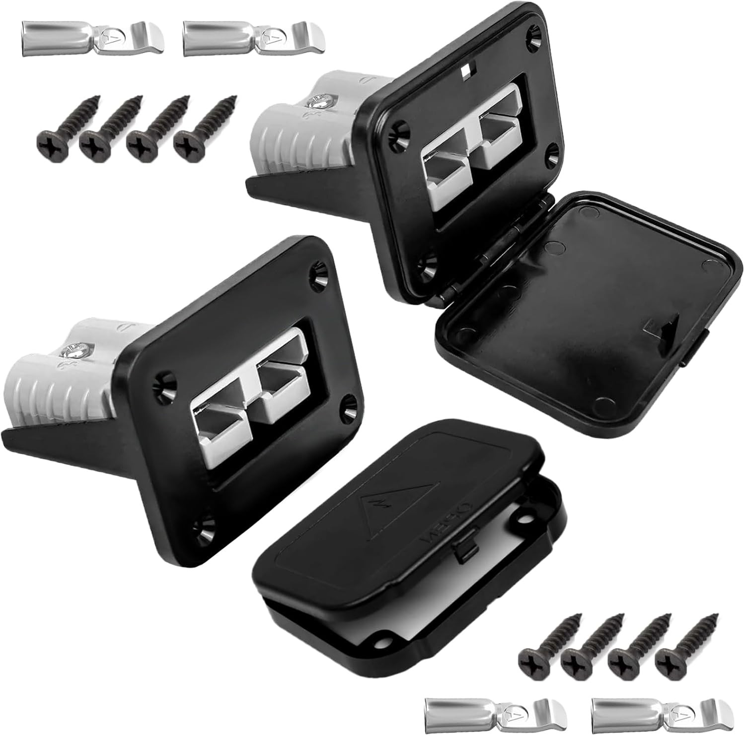 50A Plug Mounting Panel for Anderson SB50 Series Connectors with Cover, 50Amp Ba