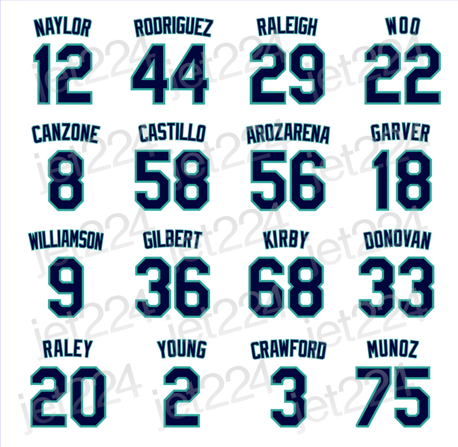 Seattle Mariners DECAL STICKER  2026 Rodriguez Castillo Raleigh Crawford Woo +