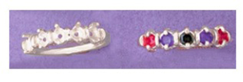 Silver Pre-Notched Mother's Deco Ring Setting For (5) 3mm Round Gems Size 7