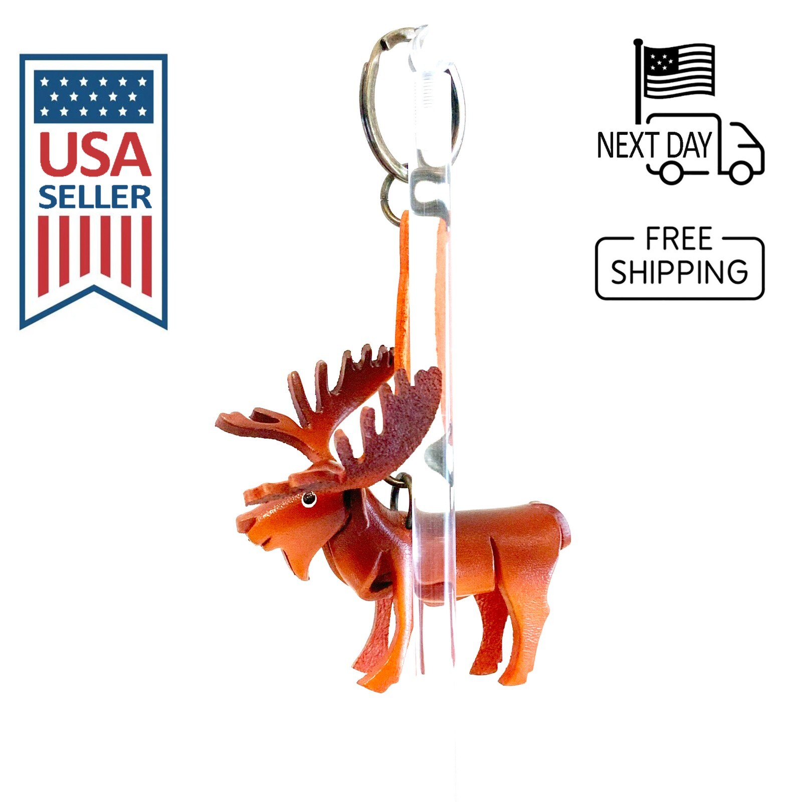 Moose Handmade Leather Keyring
