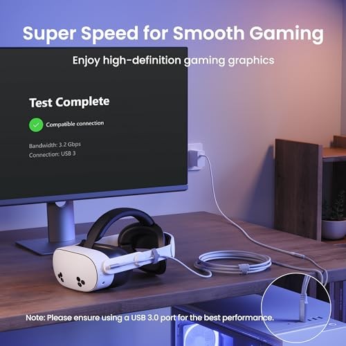 Link Cable with Charging 16FT Compatible with Meta Quest 3S/3/2/Pro/Pico White