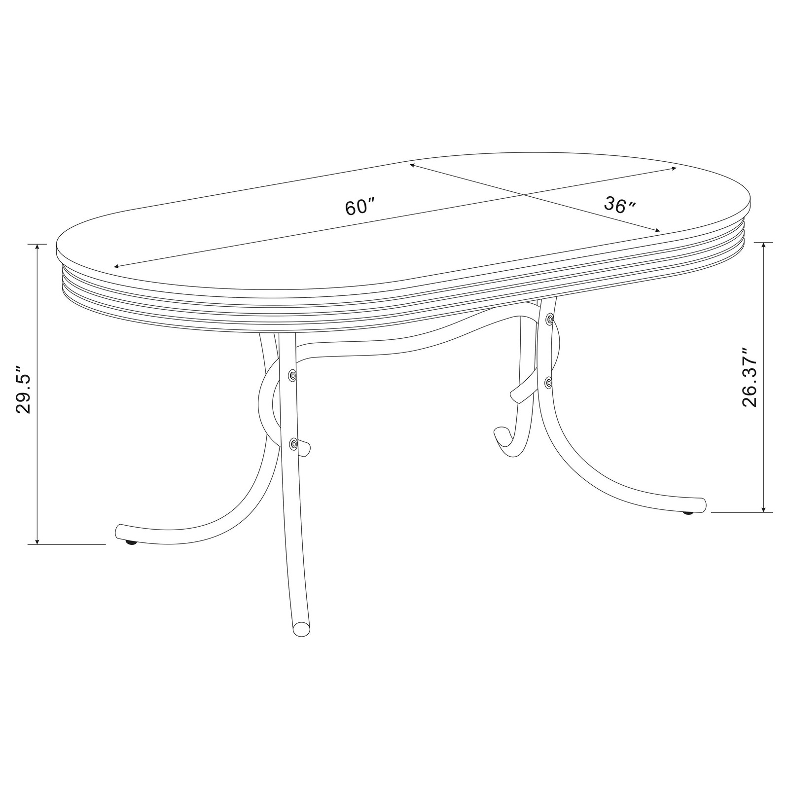 Midge White and Black 5-piece Oval Dining Table Set