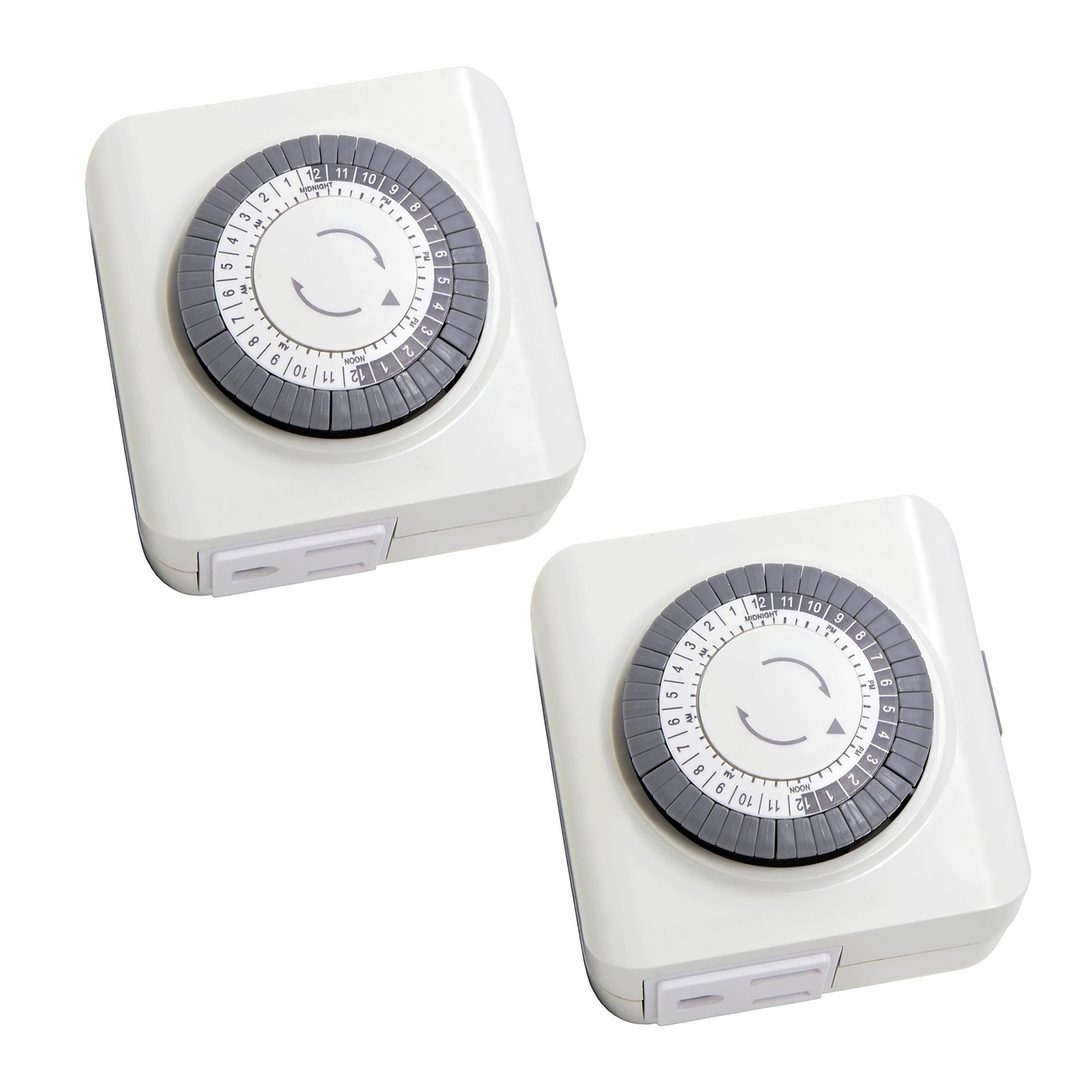 2 Pack 110-125V 3-Pin Timer Plug For Household Appliance 24-Hour Control Switch