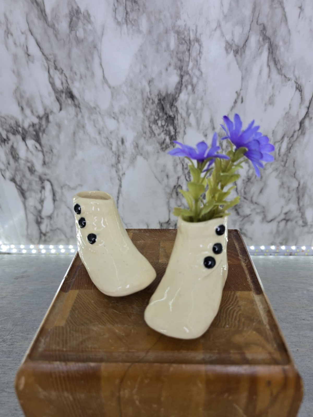 1950's Ceramic Button up Baby Shoes Planters/ Baby Shower/Nursery-set of two