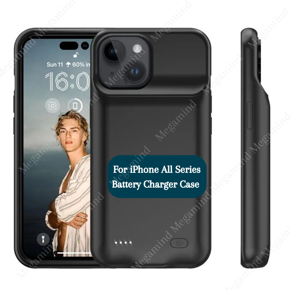 For iPhone 16 15 14 13 12 11 XR 8 Battery Charger Case Power Bank Charging Cover