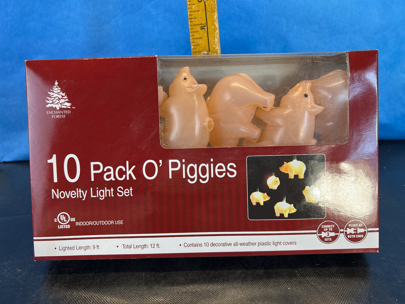 Enchanted Forest 10 Pack O' Piggies Novelty Light Set, 12 ft total length