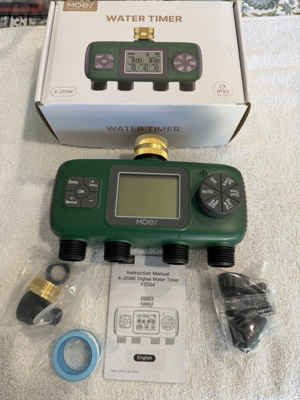 MOES 4 Outlet Sprinkler Timer Brass Inlet Programmable Irrigation Controller New