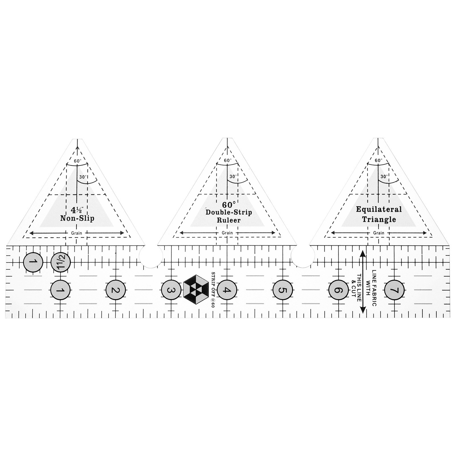 60 Degree Double Strip Quilting Template Ruler for Sewing, 8 Inch