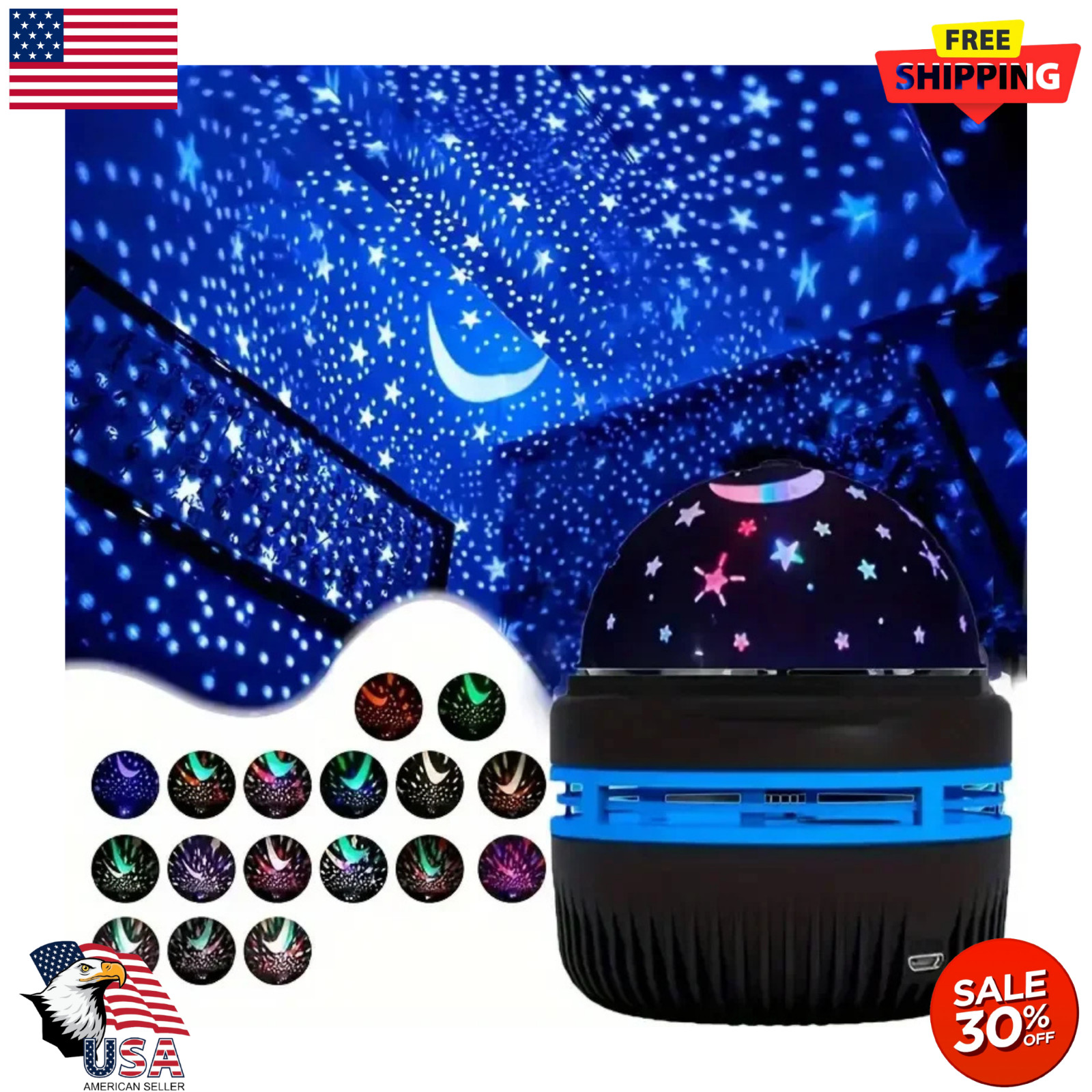 LED Starry Sky Night Light USB Projector Moon Star Room Decor Lamp