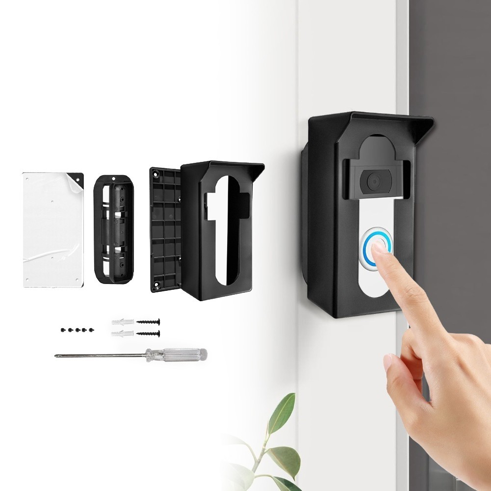 Compatible Adjustable Video Doorbell Bracket Fits Most Models Black Plastic