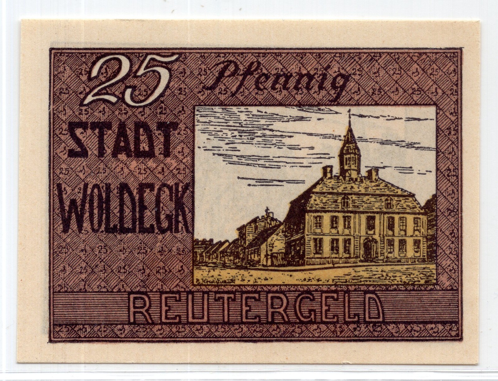 1922 Germany Woldegk Notgeld 25 Pfennig Note (4076)