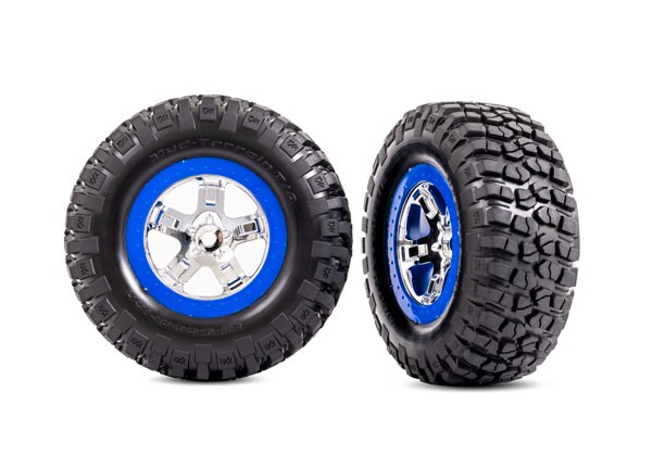 Traxxas 1/10 Slash 4x4 XL5 * BFGoodrich SCT Glued Rear Tires, Blue/Chrome (2) *