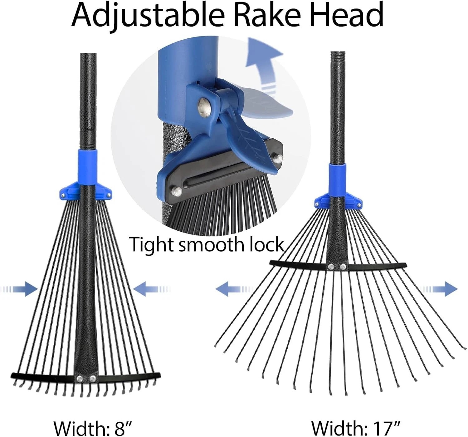 Versatile Garden Rake with Expandable Head - Comfortably Rakes Leaves Anywhere