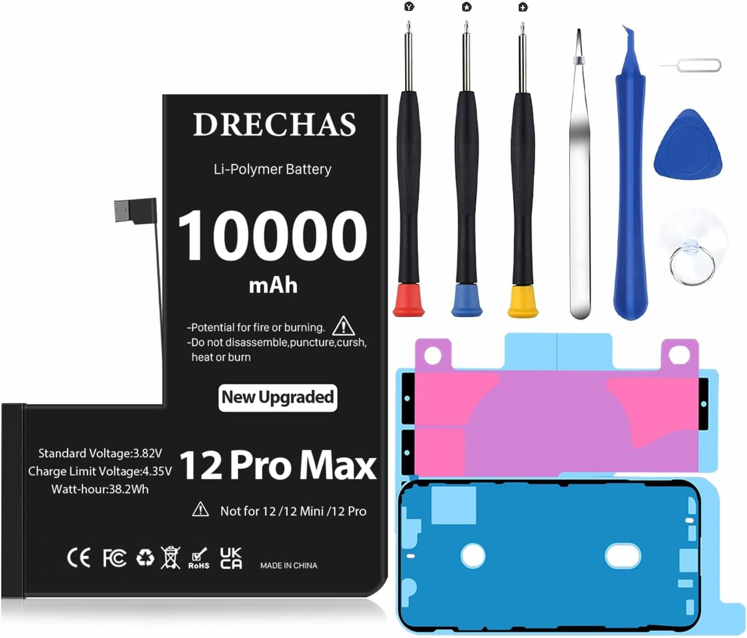 10000mAh Battery for iPhone 12 Pro Max 2025 Capacity 0 Cycle Li Polymer
