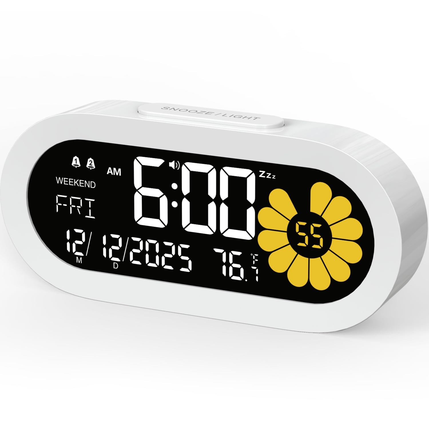 DOOMAY Digital Alarm Clock for Bedroom: Dual Bedside Small, White