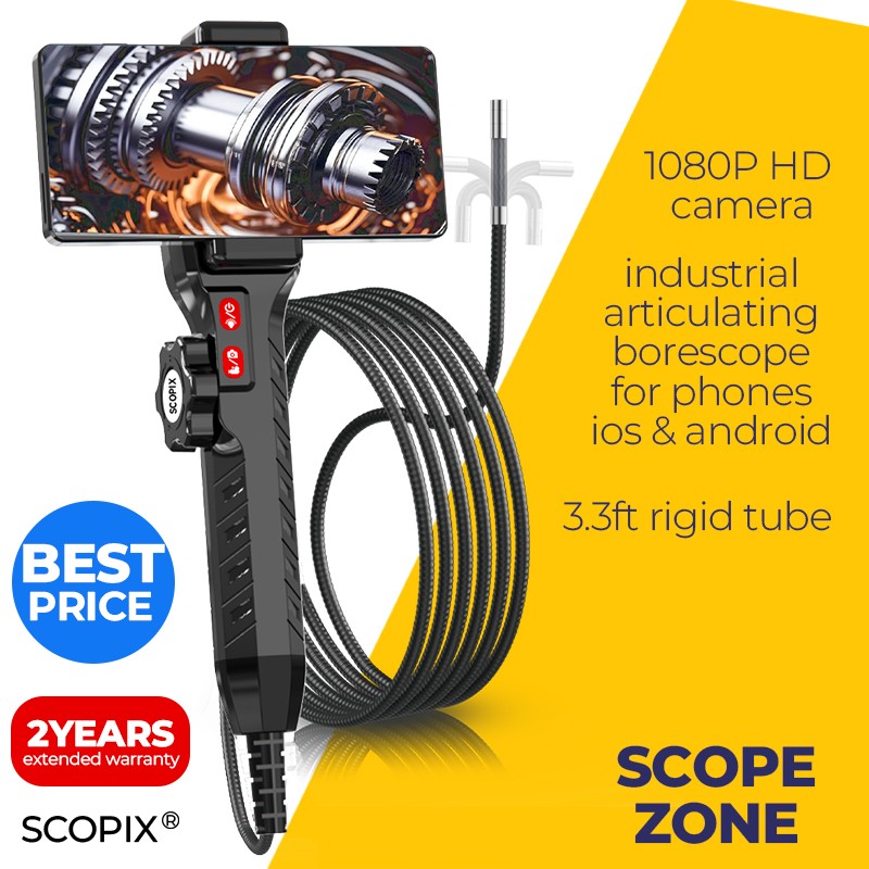 Ralcam 2-Way 210° Inspection Borescope Endoscope Camera 3.3ft Semi Rigid Android