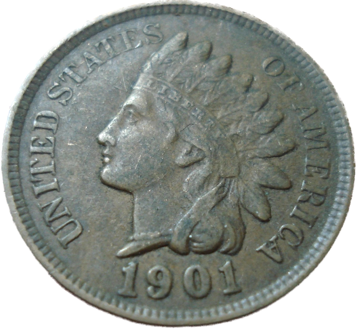 1901 Indian Head Penny Fine - Very Fine Features 1c (F-VF)  Small Cent Coin