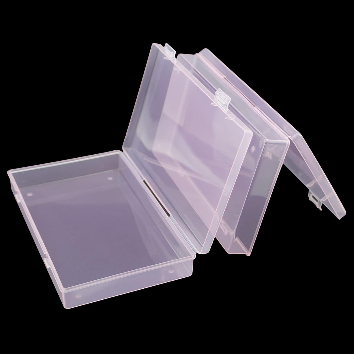 4 Pieces Rectangular Plastic Boxes Empty Storage Organizer Containers with Hinge