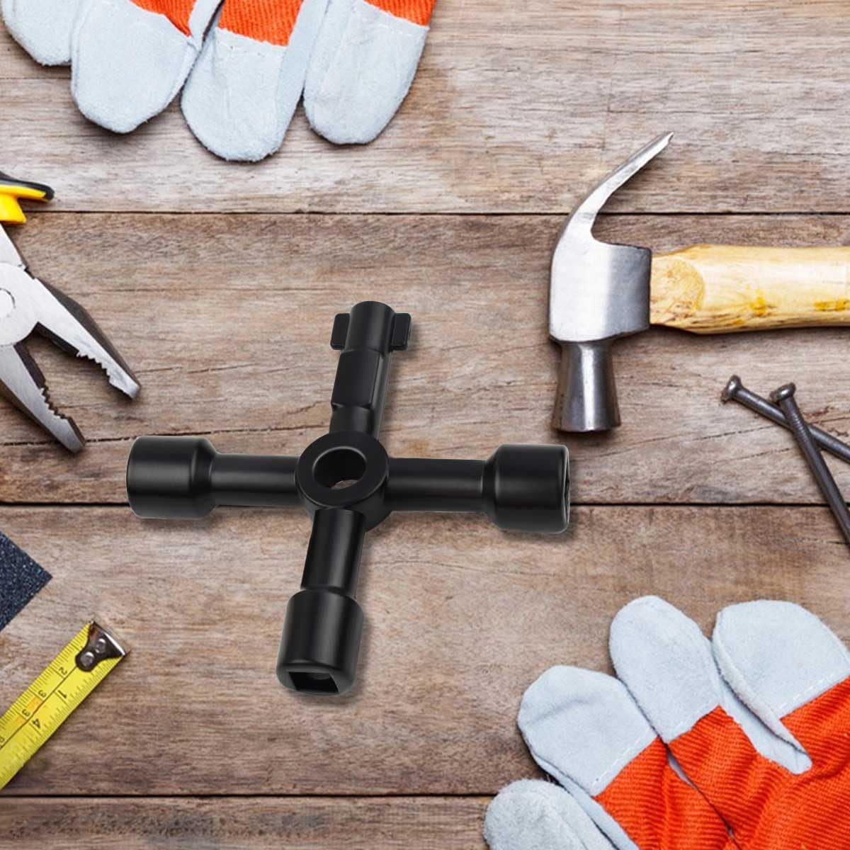 2 Pack 4 Way Sillcock Key Utility Wrench Multi Functional Triangle Square Tool