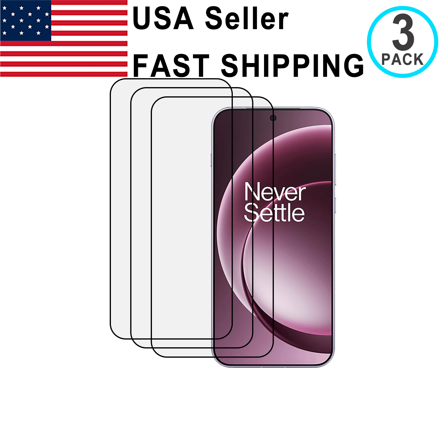 3PK Tempered Glass Screen Protector For OnePlus 12 12R 15 15R