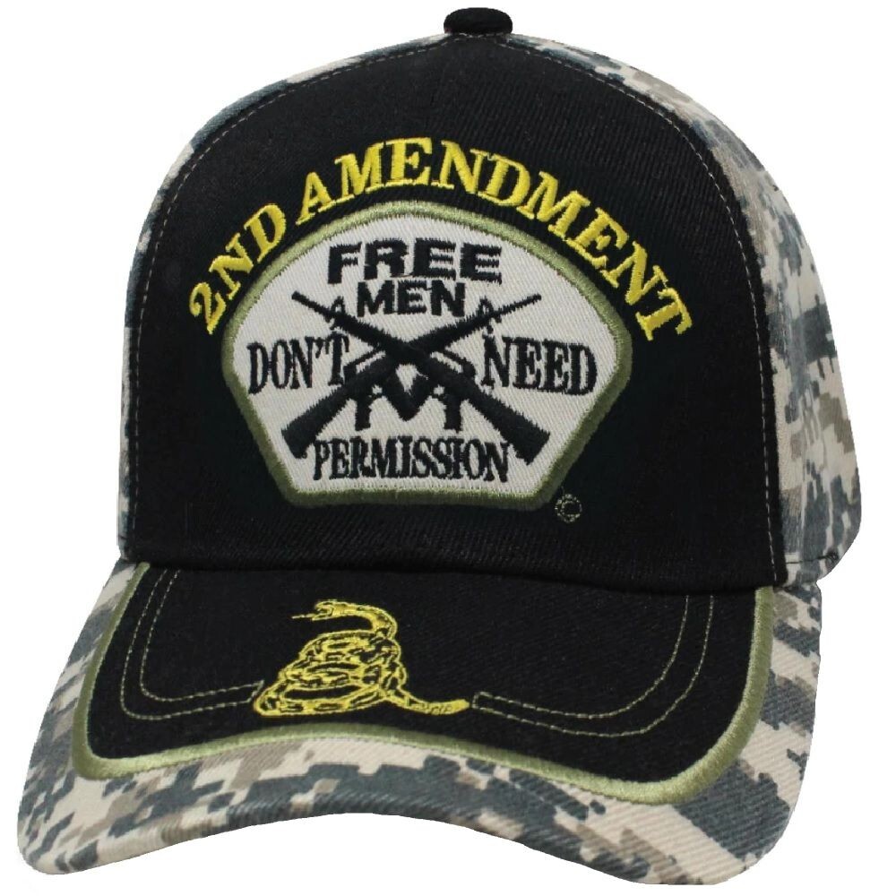 2nd Amendment Digital Camo Free Men Don't Need Permission Embroidered Cap Hat