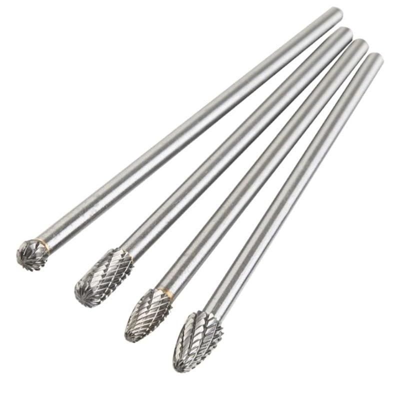 6-Inch Long Carbide Rotary Burr Set 6 mm (0.25 inch) Shank Long Reach Double Cut