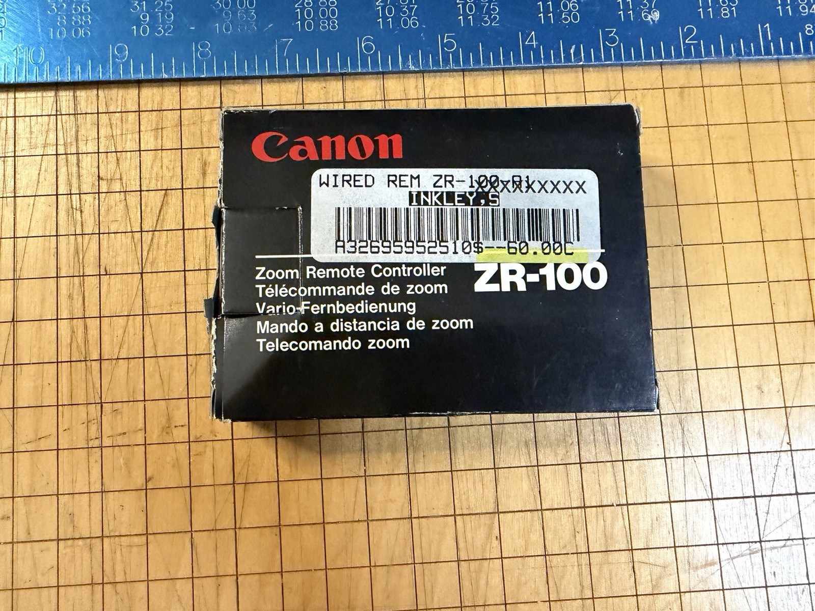 Canon ZR-100 Wired Zoom Remote Controller Camcorder Tripod Control NOS NEW