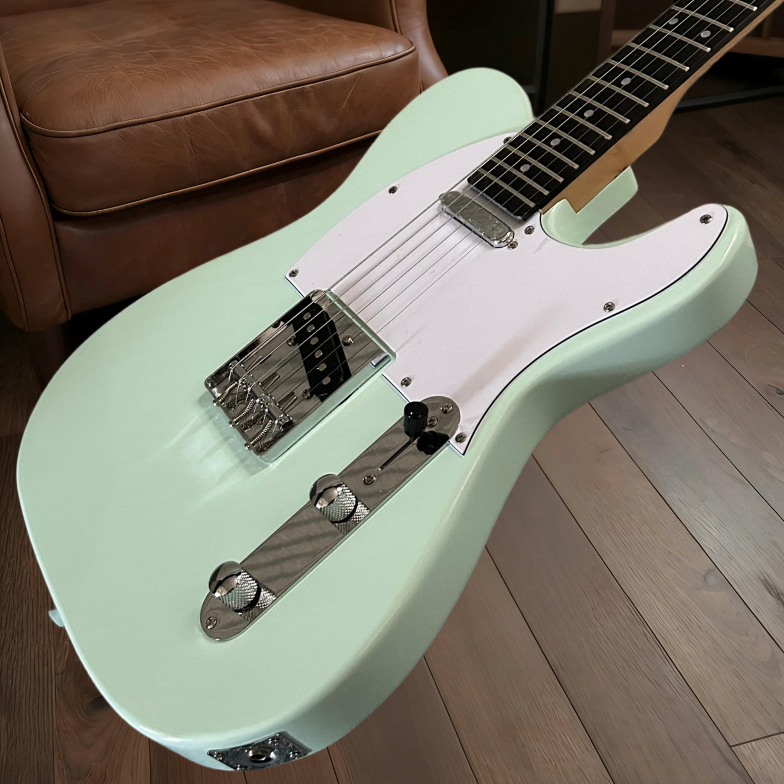 Tele Electric Guitar Green Color Mahogany Body Rosewood Fretboard