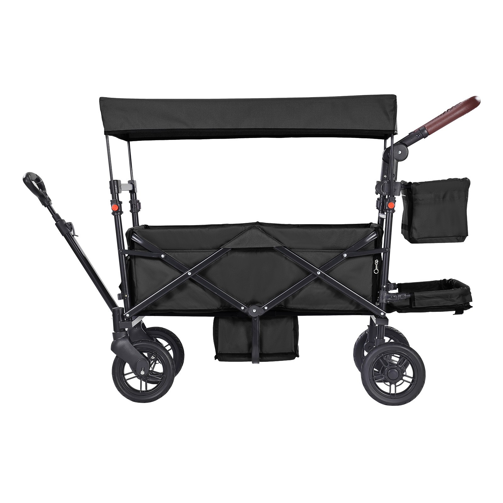 Uimoso Collapsible Wagon Stroller for Two Kids with Canopy, Black
