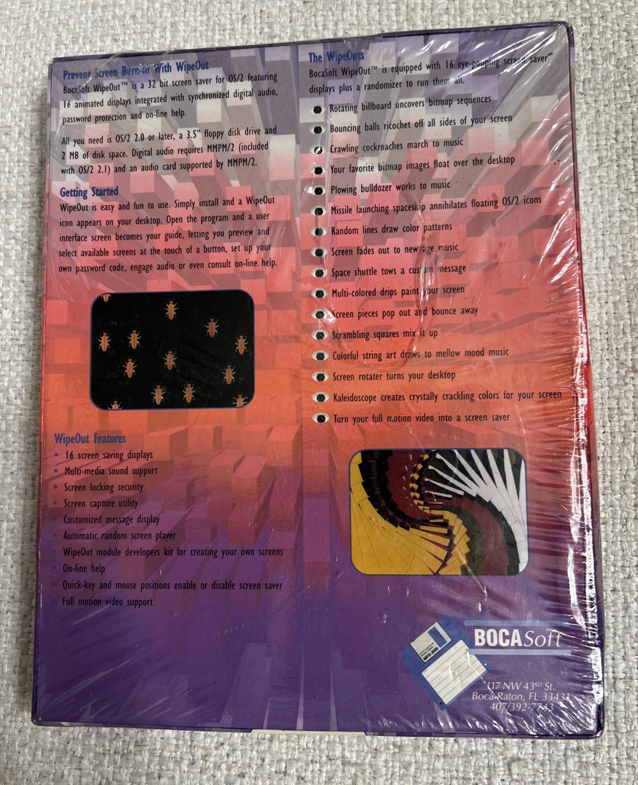 SEALED RARE Vintage BocaSoft WipeOut OS/2 Screen Saver Software For PC