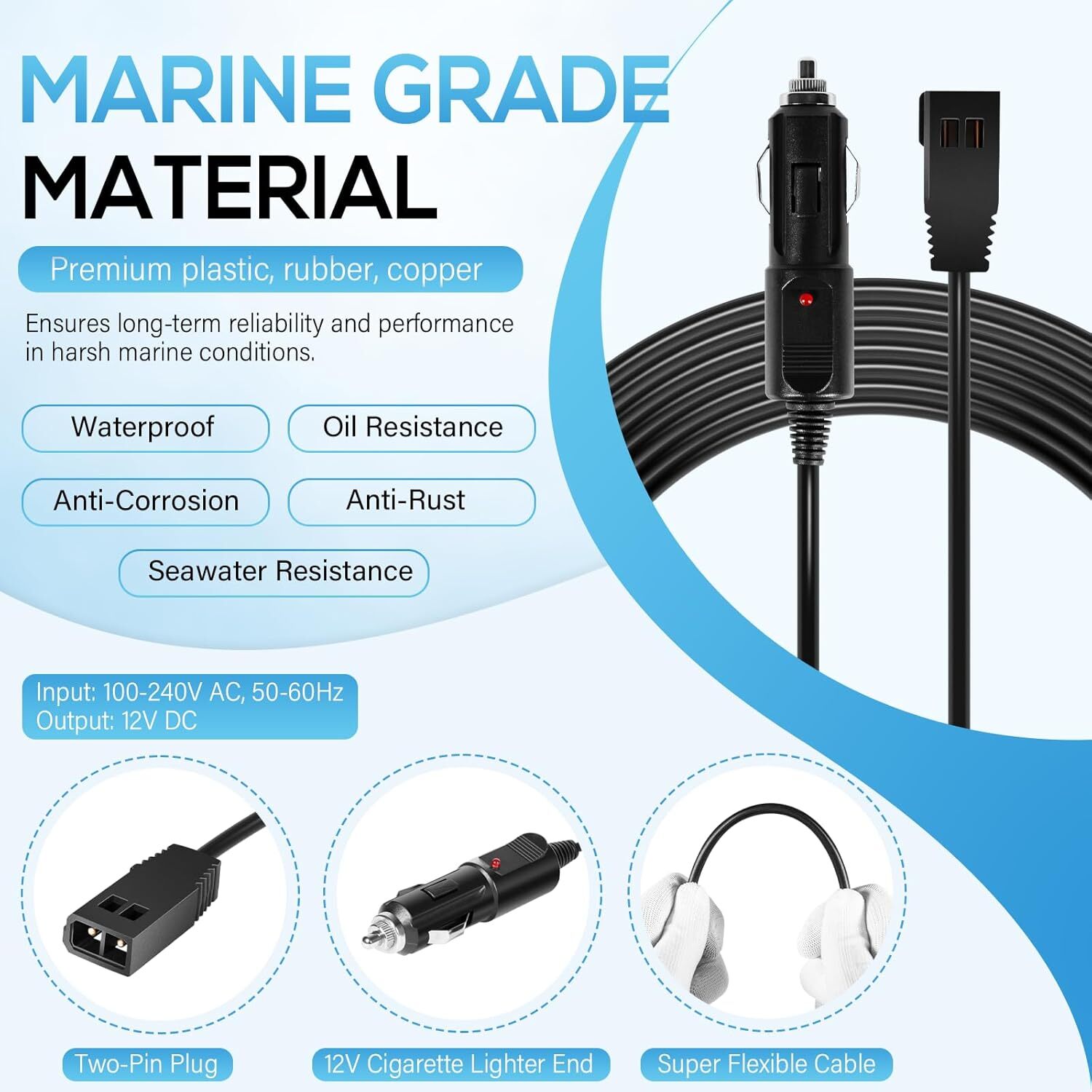 720105-1 12V DC Port Power Cord Power Cable for Humminbird Fish Finder Charger