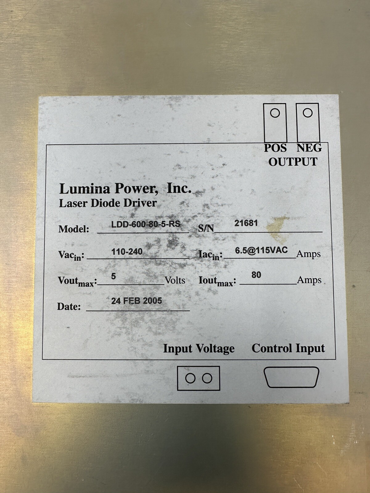 Lumina Power Laser Diode Driver LDD-600-80-5-RS