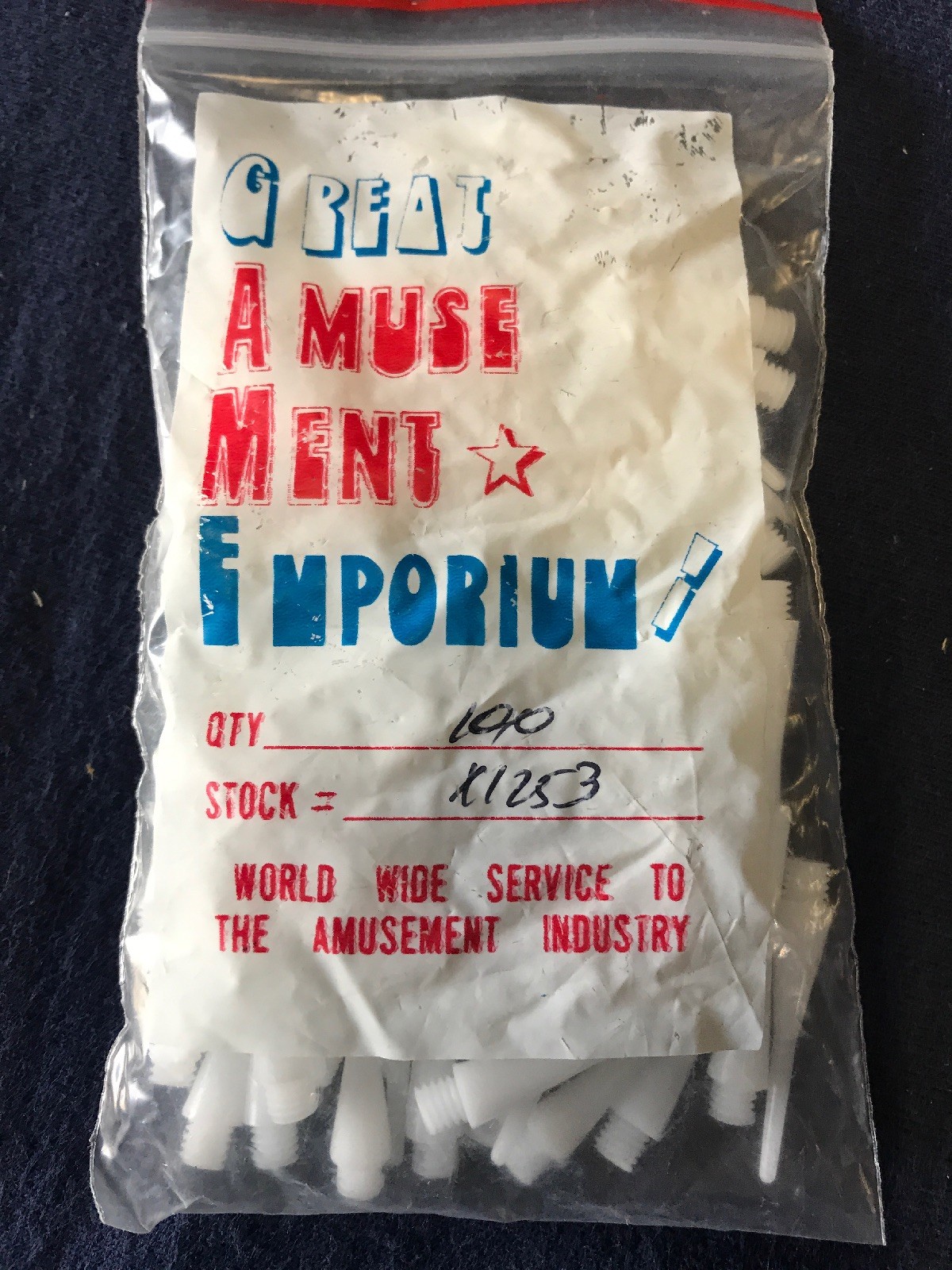 Arcade Dart Plastic Soft Tips White Pk of 100 Tips Great Amusement Emporium NOS