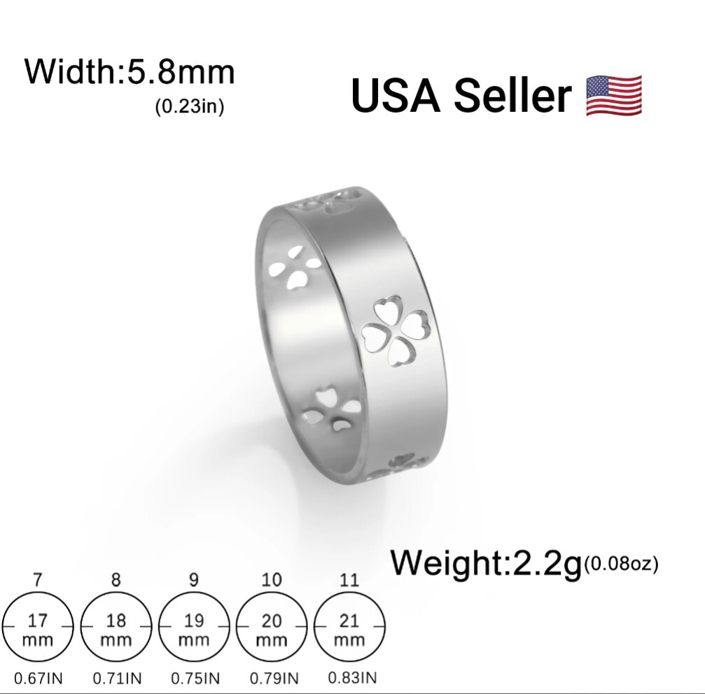 New Stainless Steel Four-leaf Clover Rings for Women Silver Color Lucky Jewelry