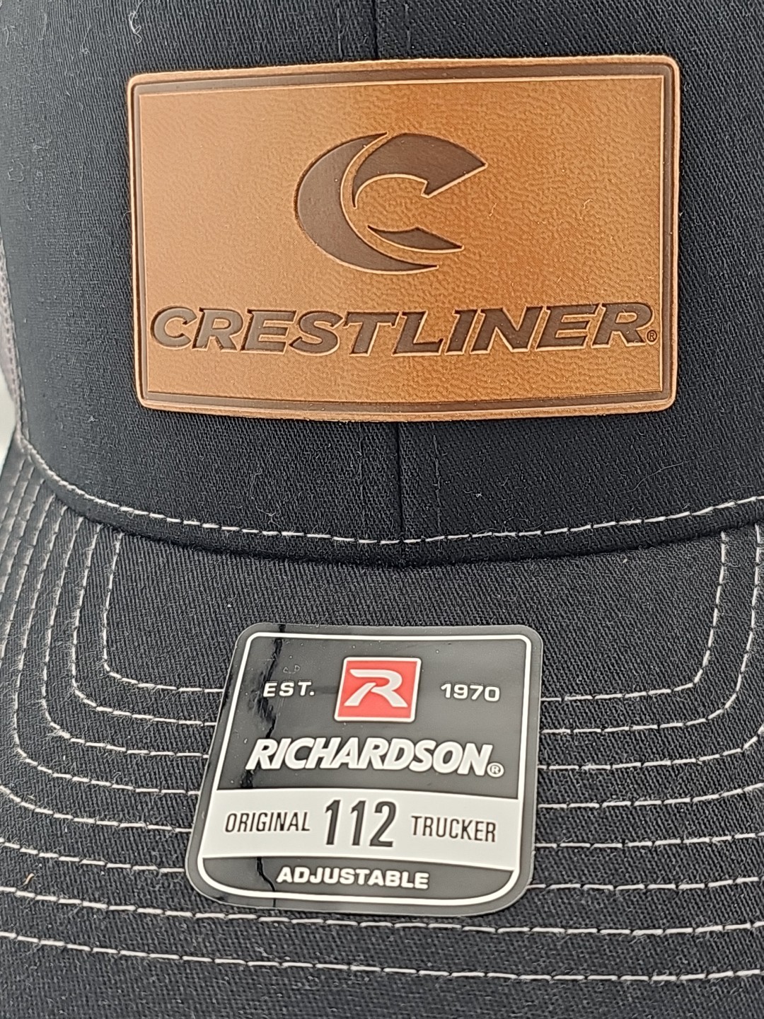 Custom Richardson 112 Trucker Hat "CRESTLINER" Blk/sil Adjustable USA NEW