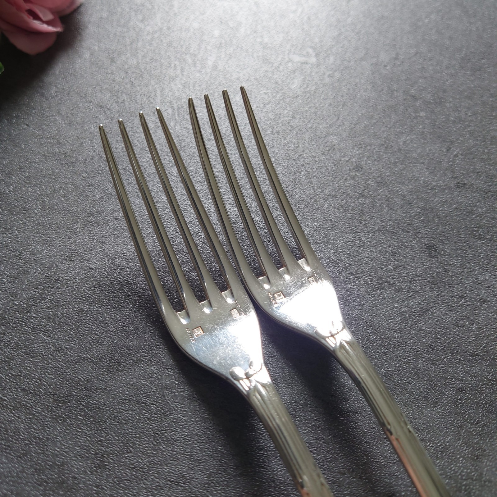Christofle Rubans 2pcs Silverplate Flatware Dessert Fork Excellent