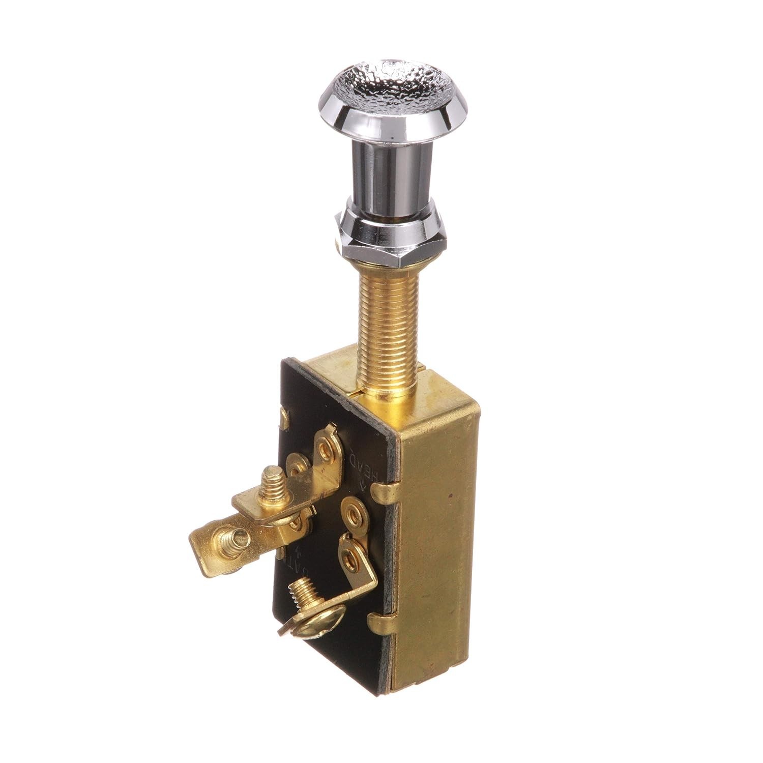 Marine 12V Brass Push/Pull Switch - Three-Position Control for Lighting