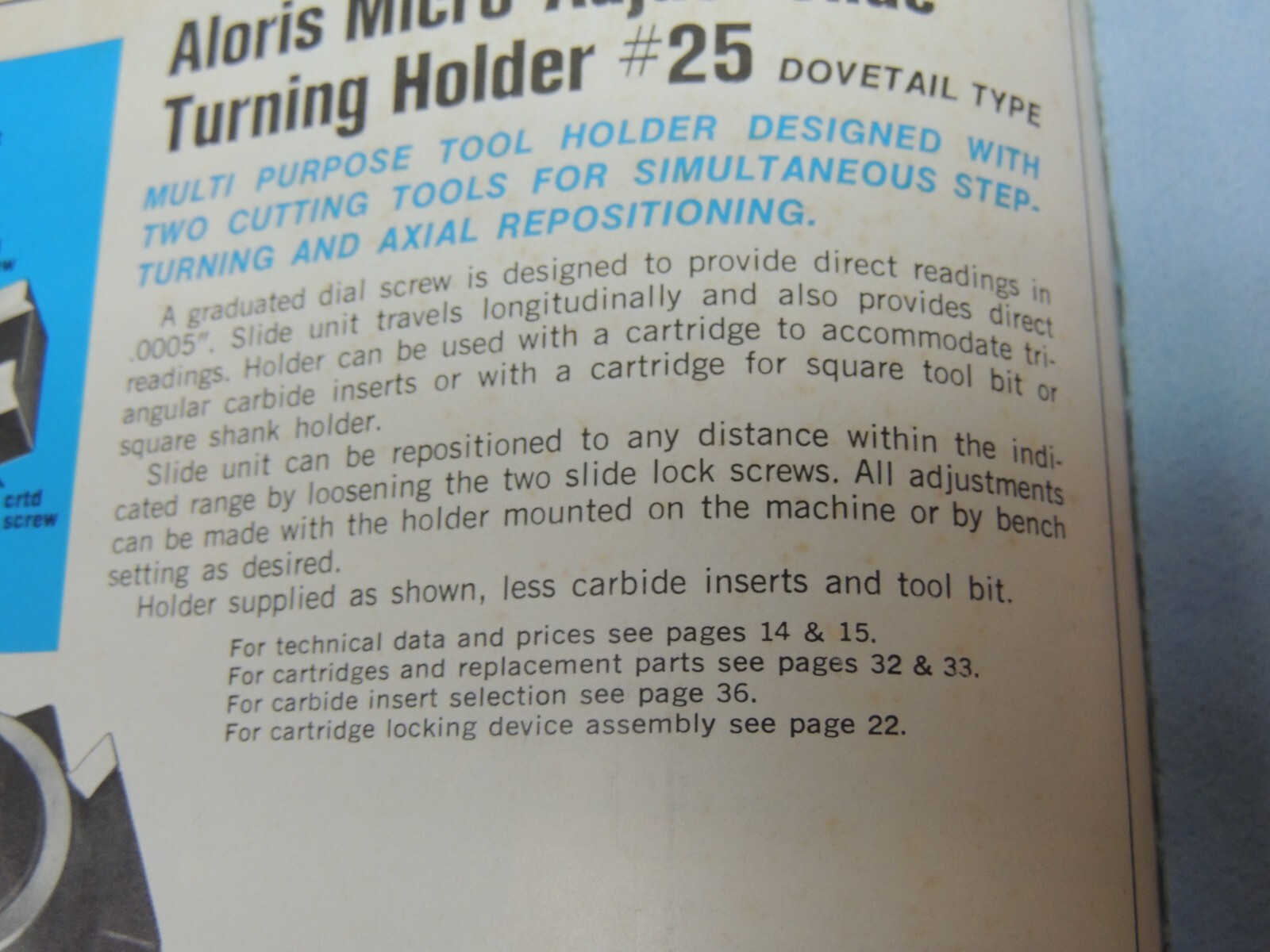 Aloris CXA 25 Micro-Adjust Slide Turning Holder