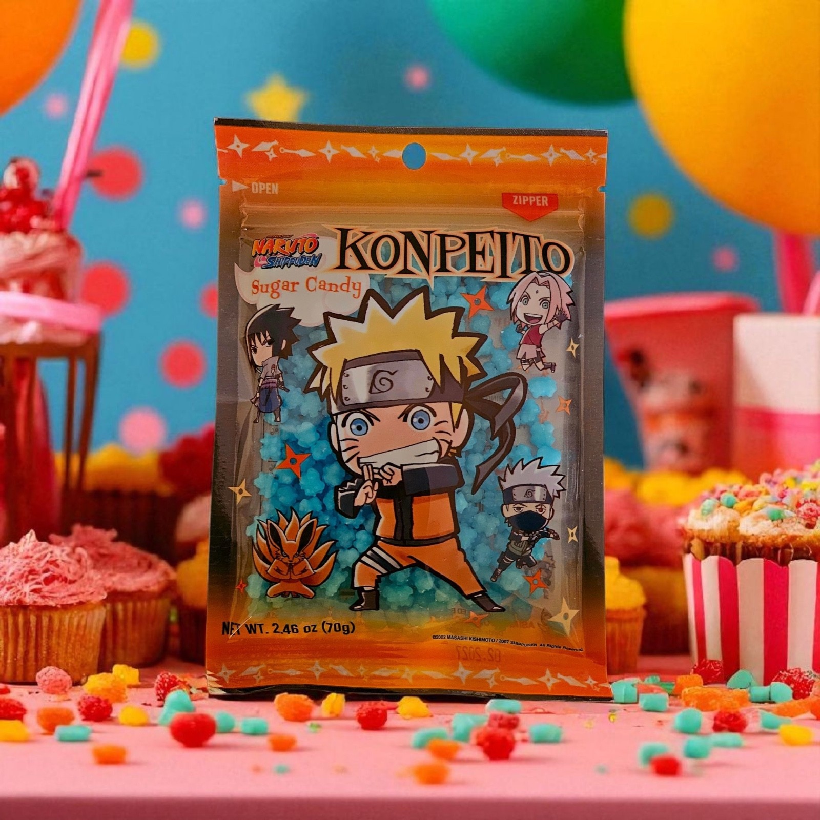 Naruto Sugar Candy Konpeito Cider Flavor 70 g, Three (3) Packs