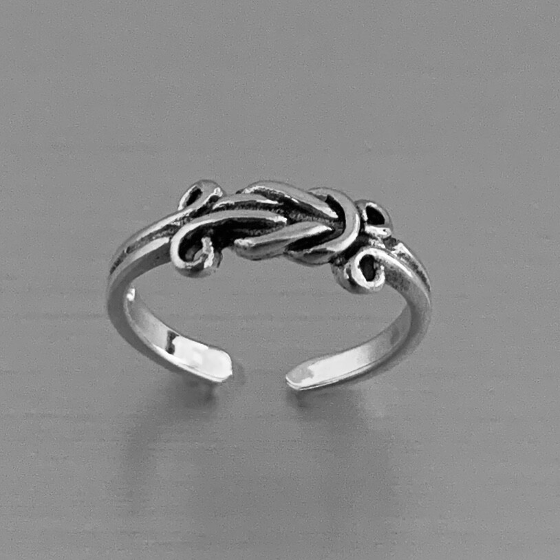 Sterling Silver Long Knot Toe Ring, Silver Ring, Love Ring