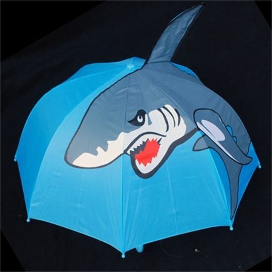 NEW Childrens Childs Kids Automatic Pop-Up 3D Great White Shark UMBRELLA - Rain