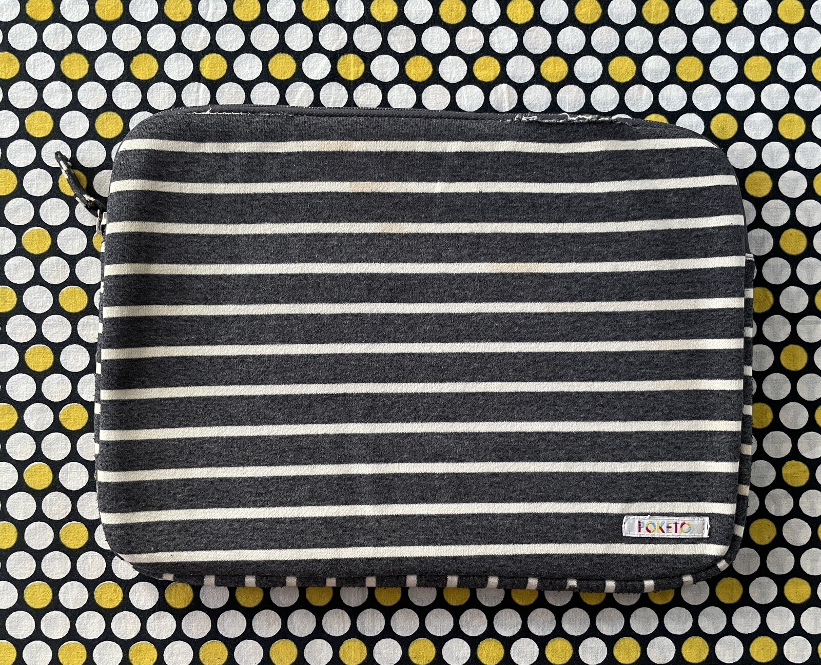 Poketo Gray & Ivory Nautical Striped 11" x 15" Jersey Padded Laptop Sleeve