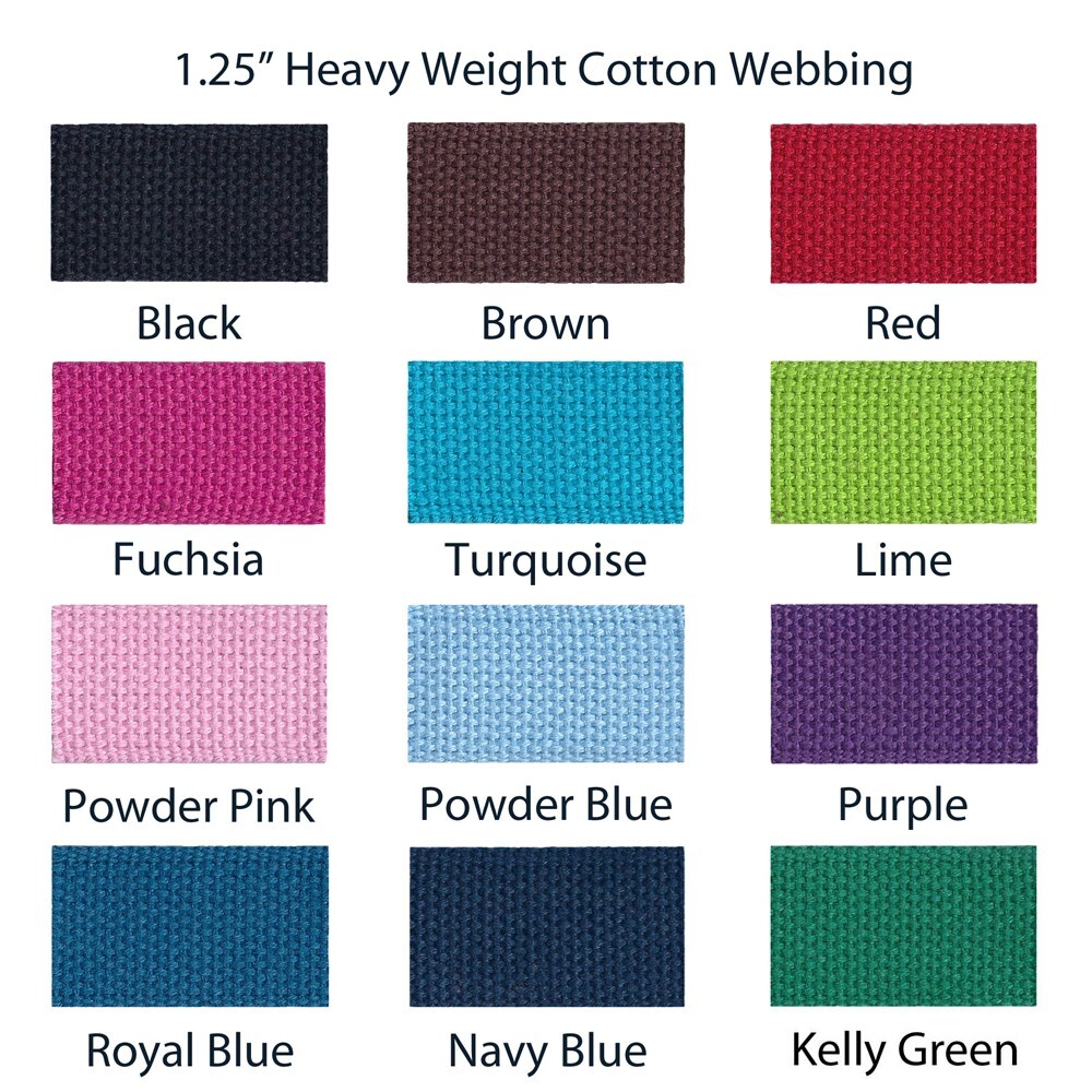 10 Yards 1.25" Cotton Webbing for Key Fobs - 21 Colors