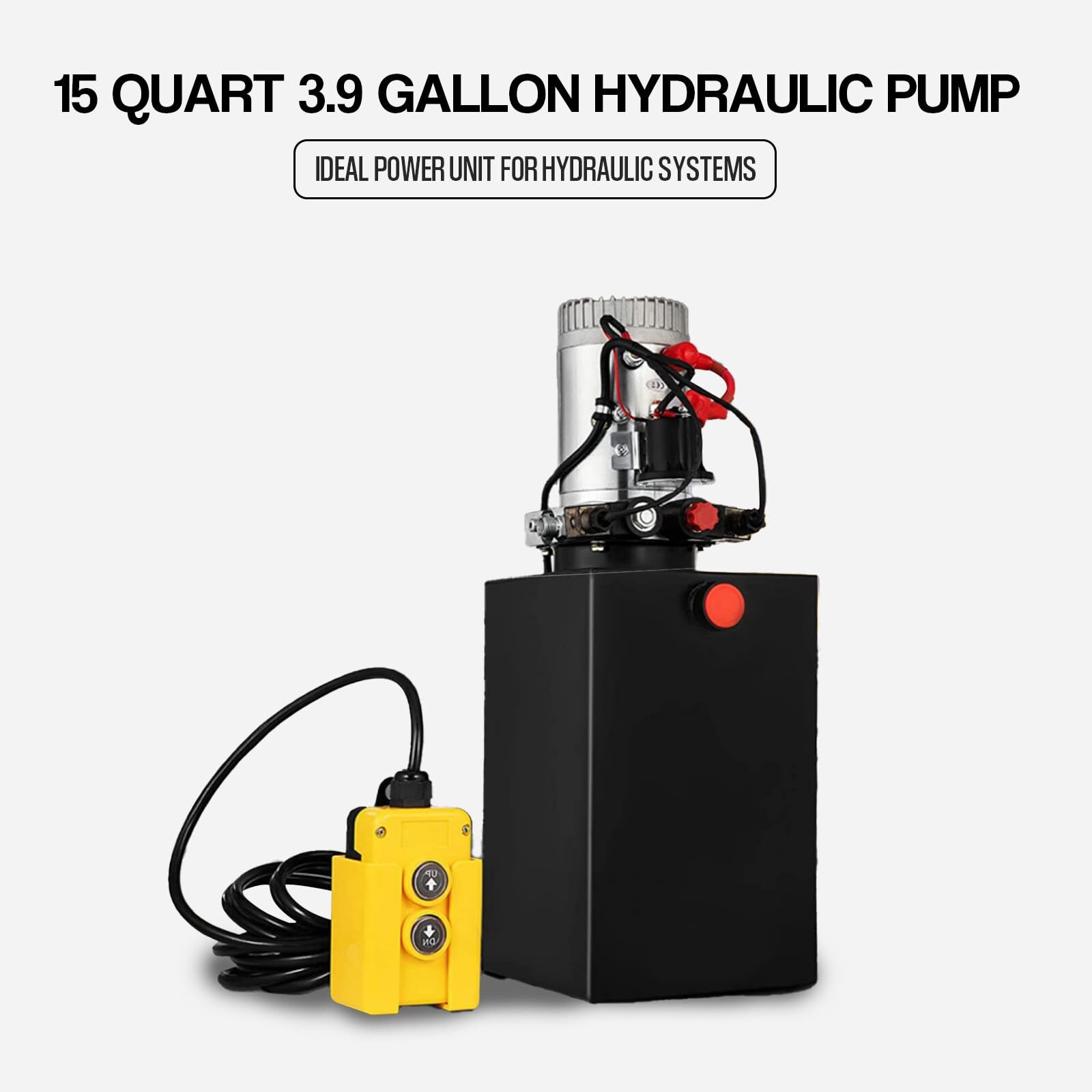 15 Quart Hydraulic Pump Double Acting DC 12V Power Unit Dump Trailer Car Lifting