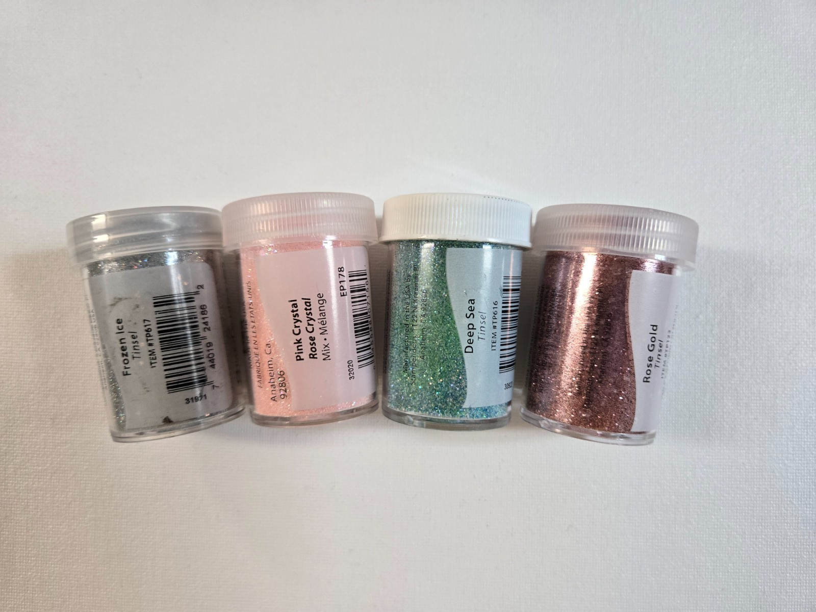 Stampendous Embossing Powder Lot: Frozen Ice, Pink Crystal, Deep Sea, Rose Gold